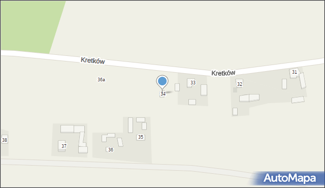 Kamienna, Kretków, 34, mapa Kamienna