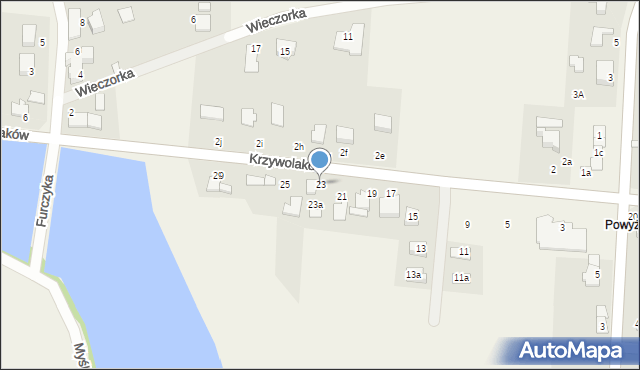 Kaniów, Krzywolaków, 23, mapa Kaniów