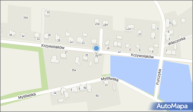 Kaniów, Krzywolaków, 33, mapa Kaniów