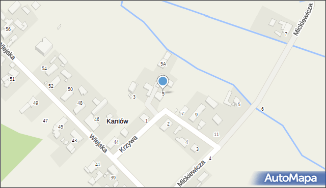 Kaniów, Krzywa, 5, mapa Kaniów