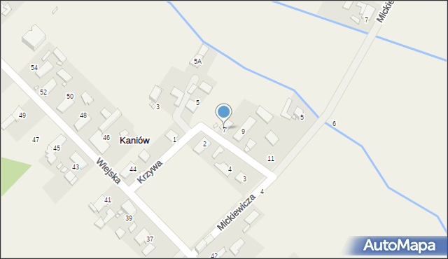 Kaniów, Krzywa, 7, mapa Kaniów