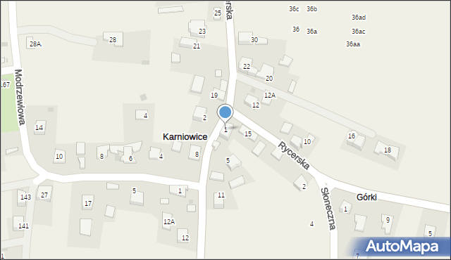 Karniowice, Krakowska, 1, mapa Karniowice