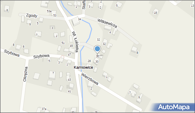 Karniowice, Króla Władysława Łokietka, 30, mapa Karniowice