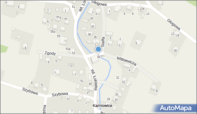 Karniowice, Króla Władysława Łokietka, 34, mapa Karniowice