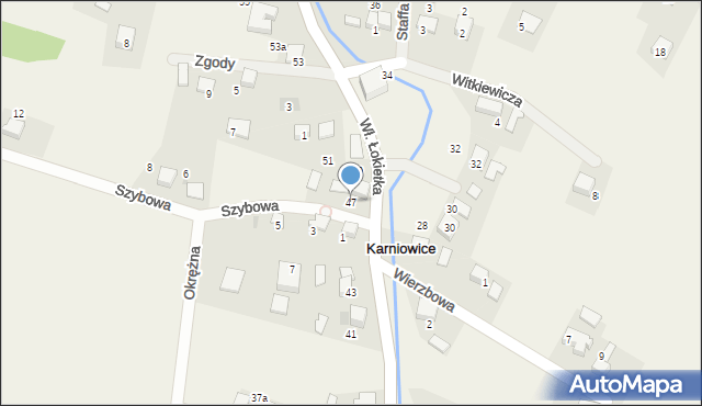 Karniowice, Króla Władysława Łokietka, 47, mapa Karniowice