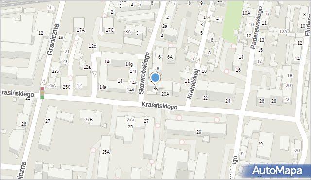 Katowice, Krasińskiego Zygmunta, 20, mapa Katowic