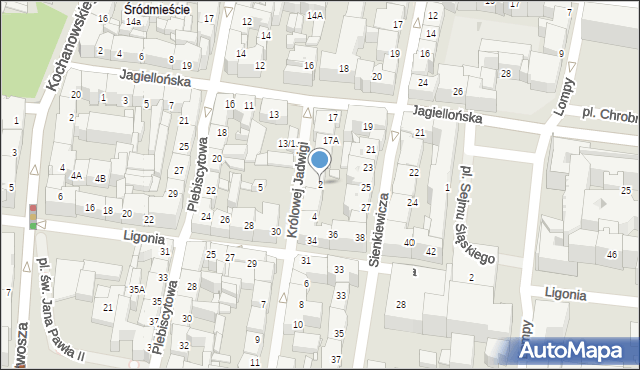 Katowice, Królowej Jadwigi, 2, mapa Katowic