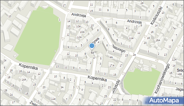 Katowice, Krzywa, 6A, mapa Katowic