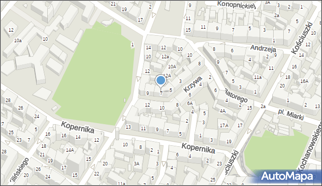 Katowice, Krzywa, 7, mapa Katowic