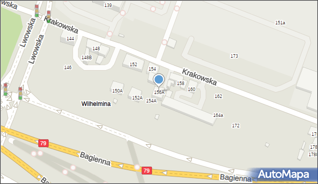 Katowice, Krakowska, 156A, mapa Katowic