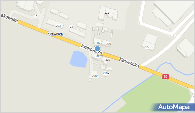 Katowice, Krakowska, 208, mapa Katowic