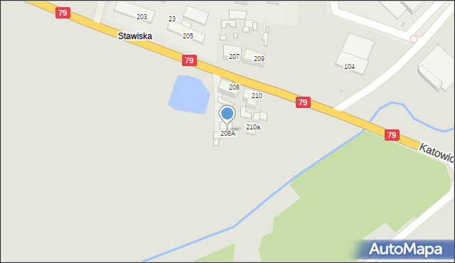 Katowice, Krakowska, 208A, mapa Katowic