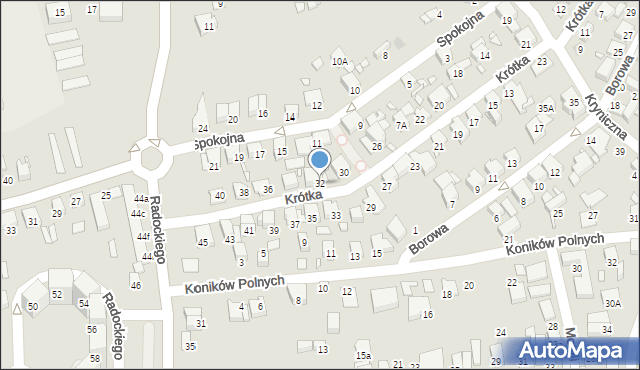Katowice, Krótka, 32, mapa Katowic