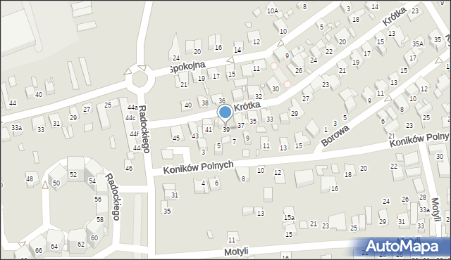 Katowice, Krótka, 39, mapa Katowic