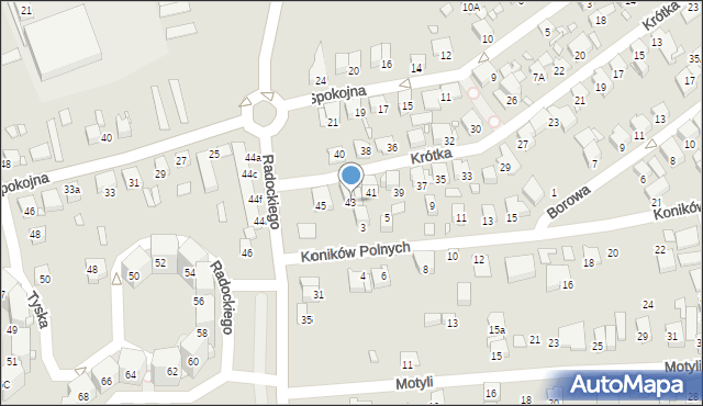 Katowice, Krótka, 43, mapa Katowic