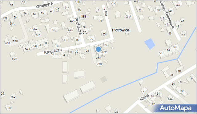 Katowice, Krogulcza, 26A, mapa Katowic