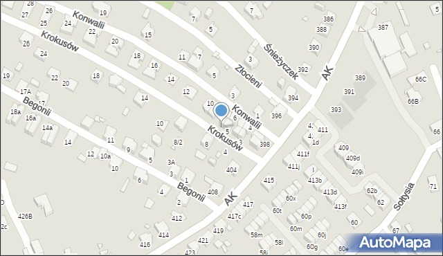 Katowice, Krokusów, 5A, mapa Katowic