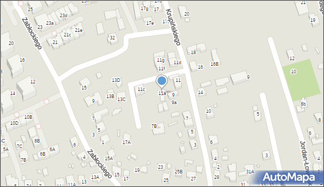 Katowice, Krupińskiego Bolesława, 11a, mapa Katowic