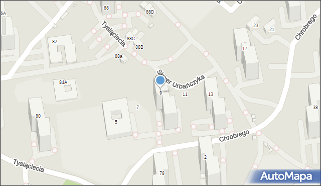 Katowice, Króla Bolesława Chrobrego, 9, mapa Katowic