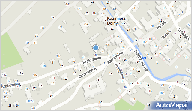 Kazimierz Dolny, Krakowska, 4b, mapa Kazimierz Dolny