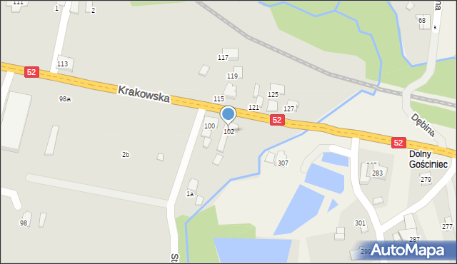 Kęty, Krakowska, 102, mapa Kęty