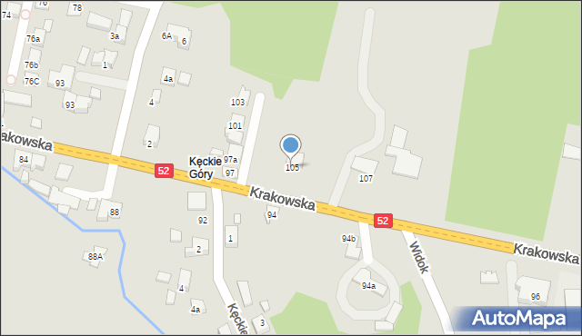 Kęty, Krakowska, 105, mapa Kęty