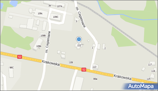 Kęty, Krakowska, 111, mapa Kęty