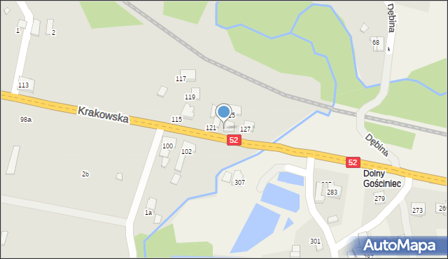 Kęty, Krakowska, 123, mapa Kęty