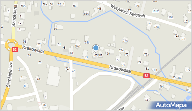 Kęty, Krakowska, 65, mapa Kęty