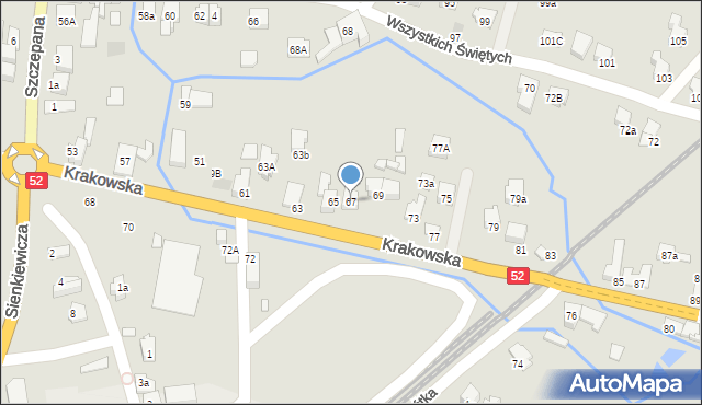Kęty, Krakowska, 67, mapa Kęty