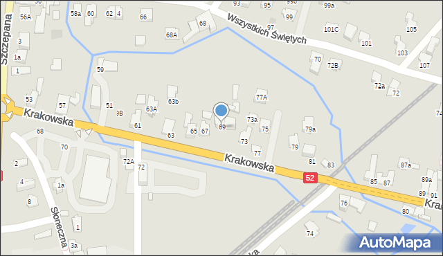 Kęty, Krakowska, 69, mapa Kęty