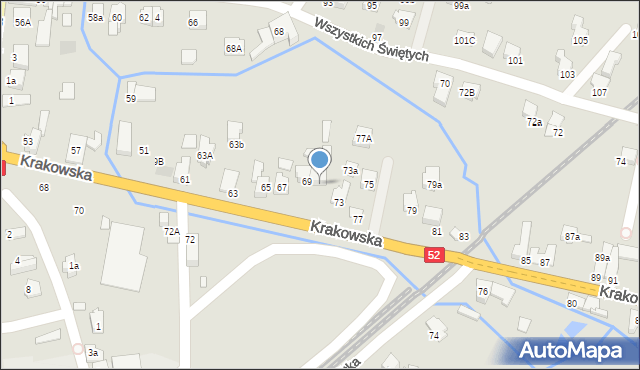 Kęty, Krakowska, 71, mapa Kęty