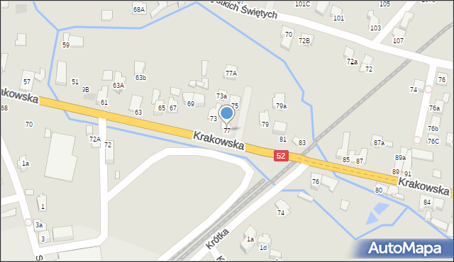 Kęty, Krakowska, 77, mapa Kęty