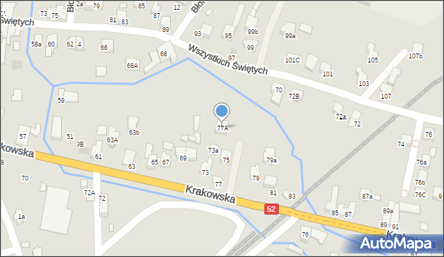 Kęty, Krakowska, 77A, mapa Kęty