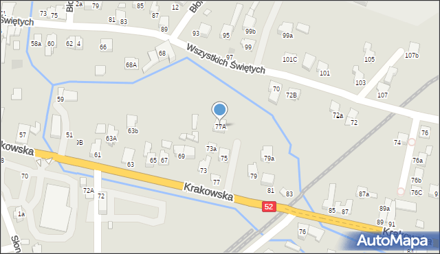 Kęty, Krakowska, 77A, mapa Kęty