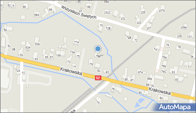 Kęty, Krakowska, 79a, mapa Kęty