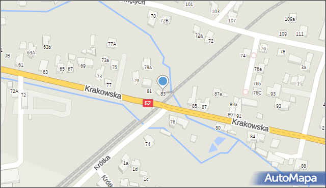 Kęty, Krakowska, 83, mapa Kęty