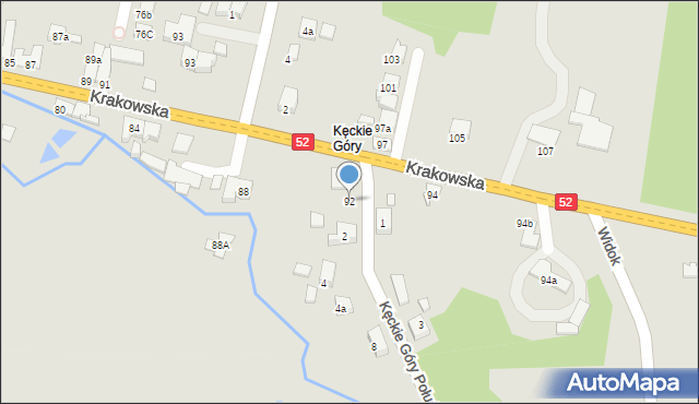 Kęty, Krakowska, 92, mapa Kęty