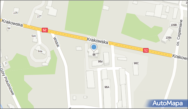 Kęty, Krakowska, 96, mapa Kęty