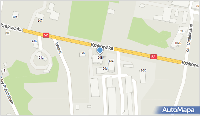 Kęty, Krakowska, 96B, mapa Kęty