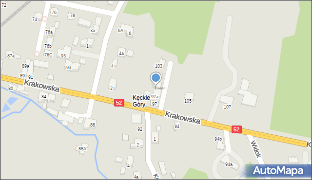 Kęty, Krakowska, 99, mapa Kęty