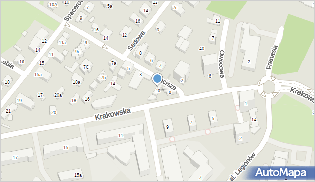 Kielce, Krakowska, 10, mapa Kielc