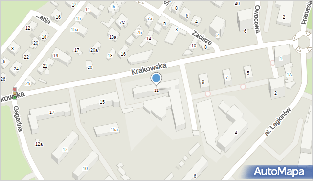 Kielce, Krakowska, 11, mapa Kielc