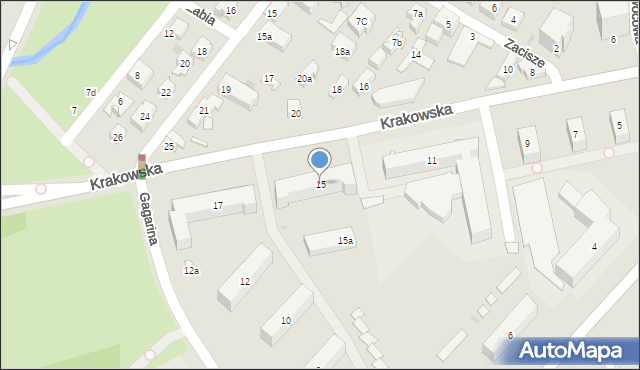 Kielce, Krakowska, 15, mapa Kielc