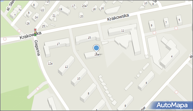 Kielce, Krakowska, 15a, mapa Kielc