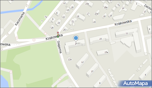 Kielce, Krakowska, 17, mapa Kielc