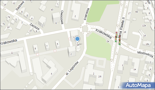 Kielce, Krakowska, 1A, mapa Kielc