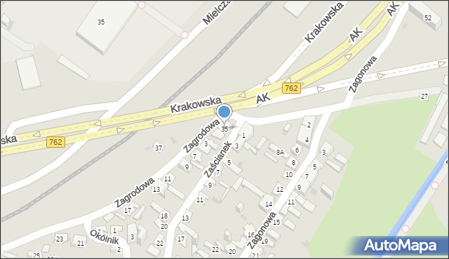 Kielce, Krakowska, 35, mapa Kielc