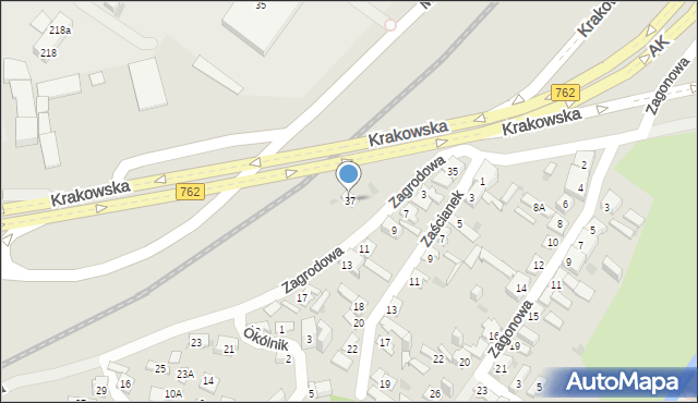 Kielce, Krakowska, 37, mapa Kielc