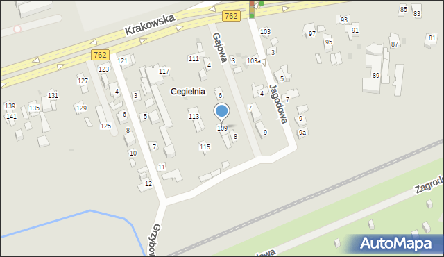 Kielce, Krakowska, 109, mapa Kielc